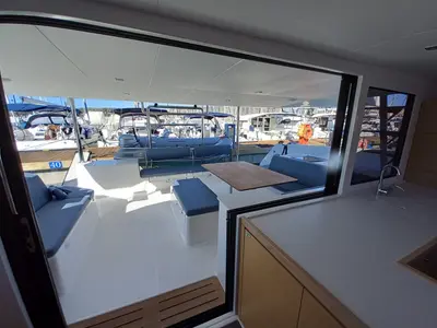 Salon of Sonia, a Dufour 48 Catamaran catamaran at Salerno, Italy