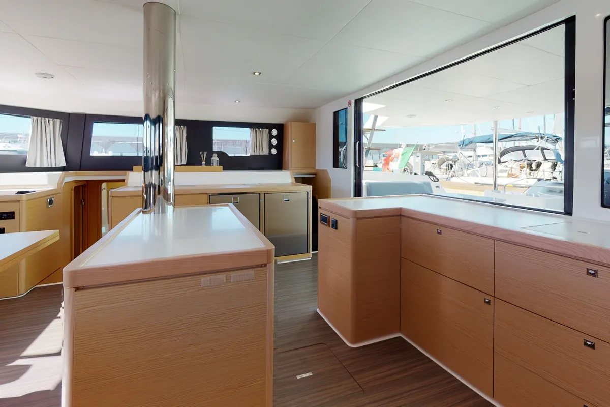 Galley of Sonia, a Dufour 48 Catamaran catamaran at Salerno, Italy