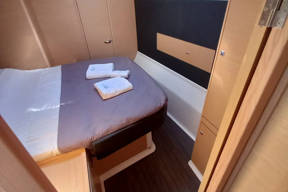 Cabin on Sonia, a Dufour 48 Catamaran catamaran at Salerno, Italy