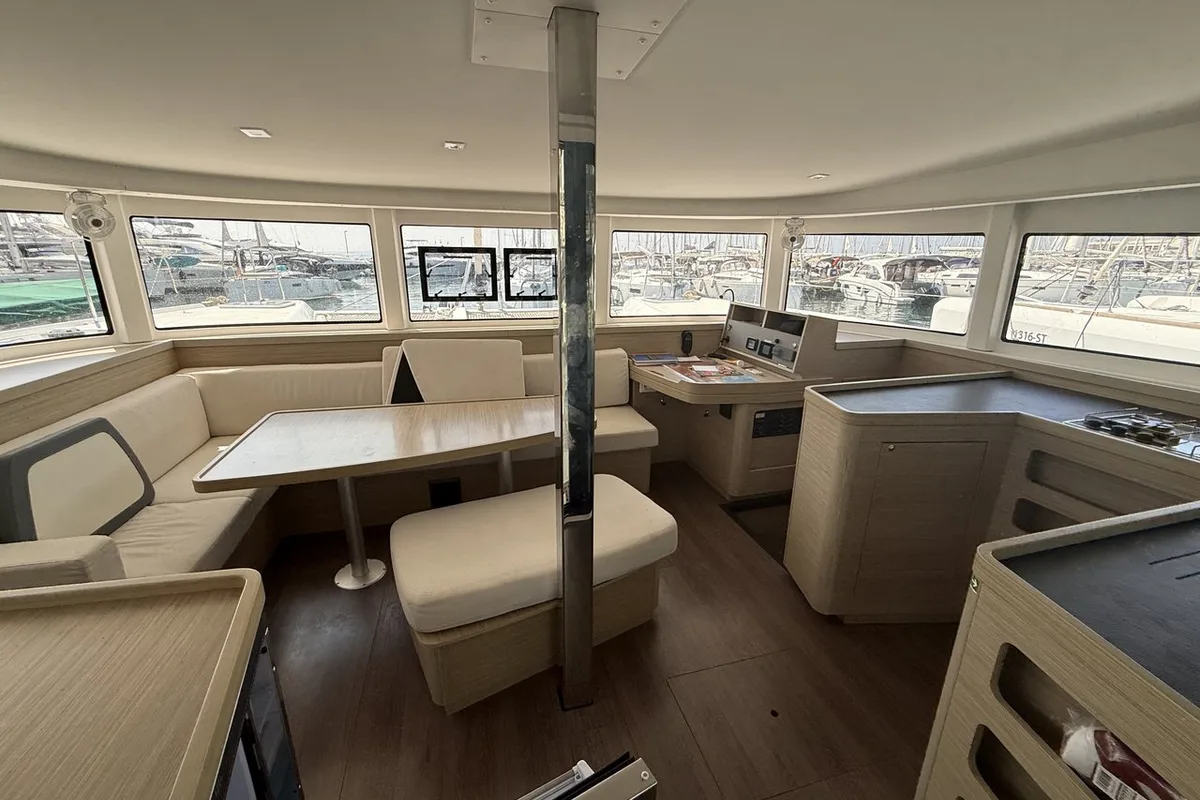 Salon of Tigeer Royale, a Lagoon 42 catamaran at Split, Croatia