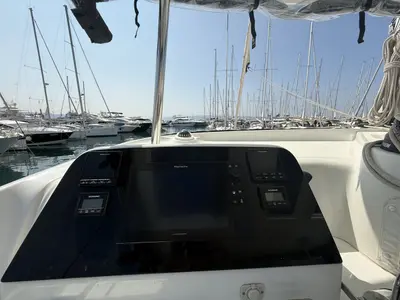 Cockpit of Tigeer Royale, a Lagoon 42 catamaran at Split, Croatia