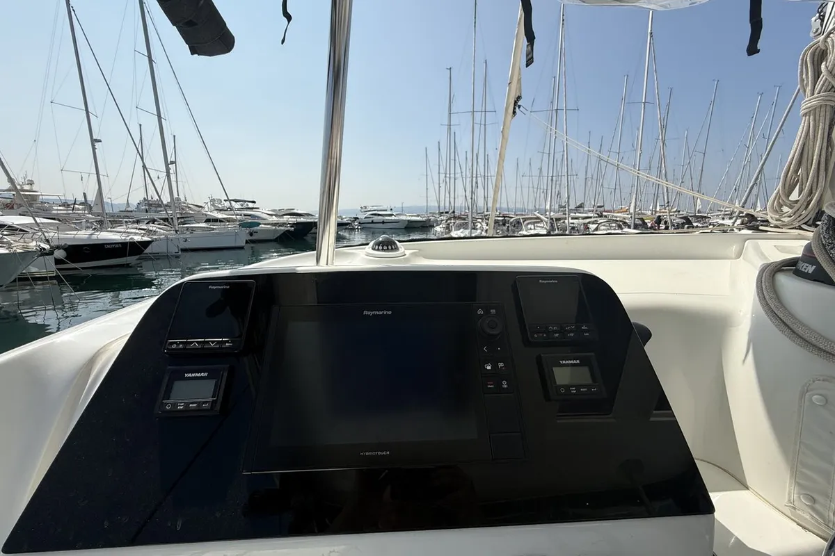 Cockpit of Tigeer Royale, a Lagoon 42 catamaran at Split, Croatia