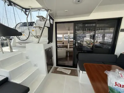Deck of Tigeer Royale, a Lagoon 42 catamaran at Split, Croatia