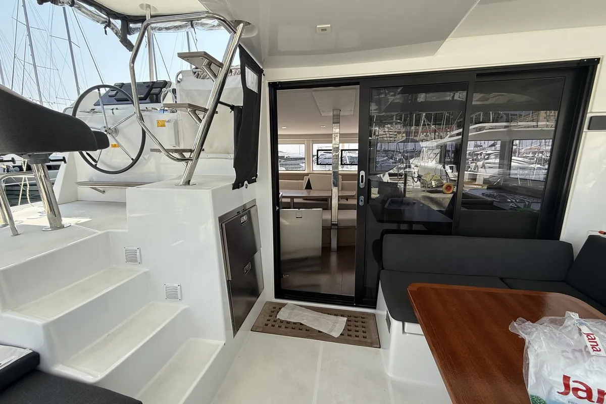 Deck of Tigeer Royale, a Lagoon 42 catamaran at Split, Croatia