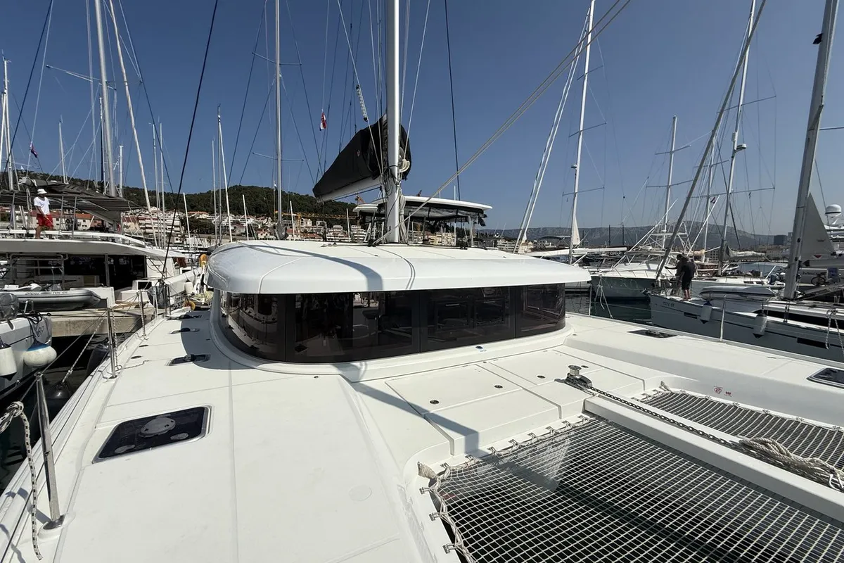 Exterior view of Tigeer Royale, a Lagoon 42 catamaran at Split, Croatia