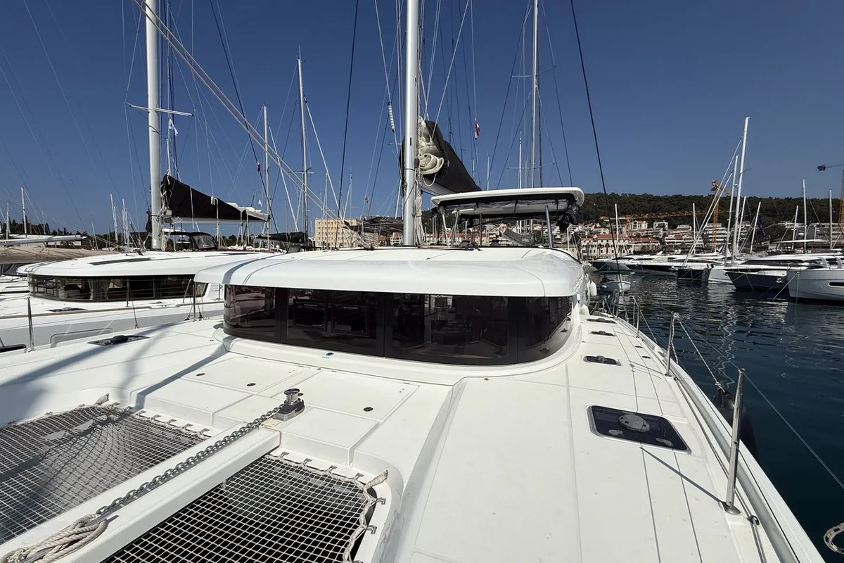 Exterior view of Tigeer Royale, a Lagoon 42 catamaran at Split, Croatia
