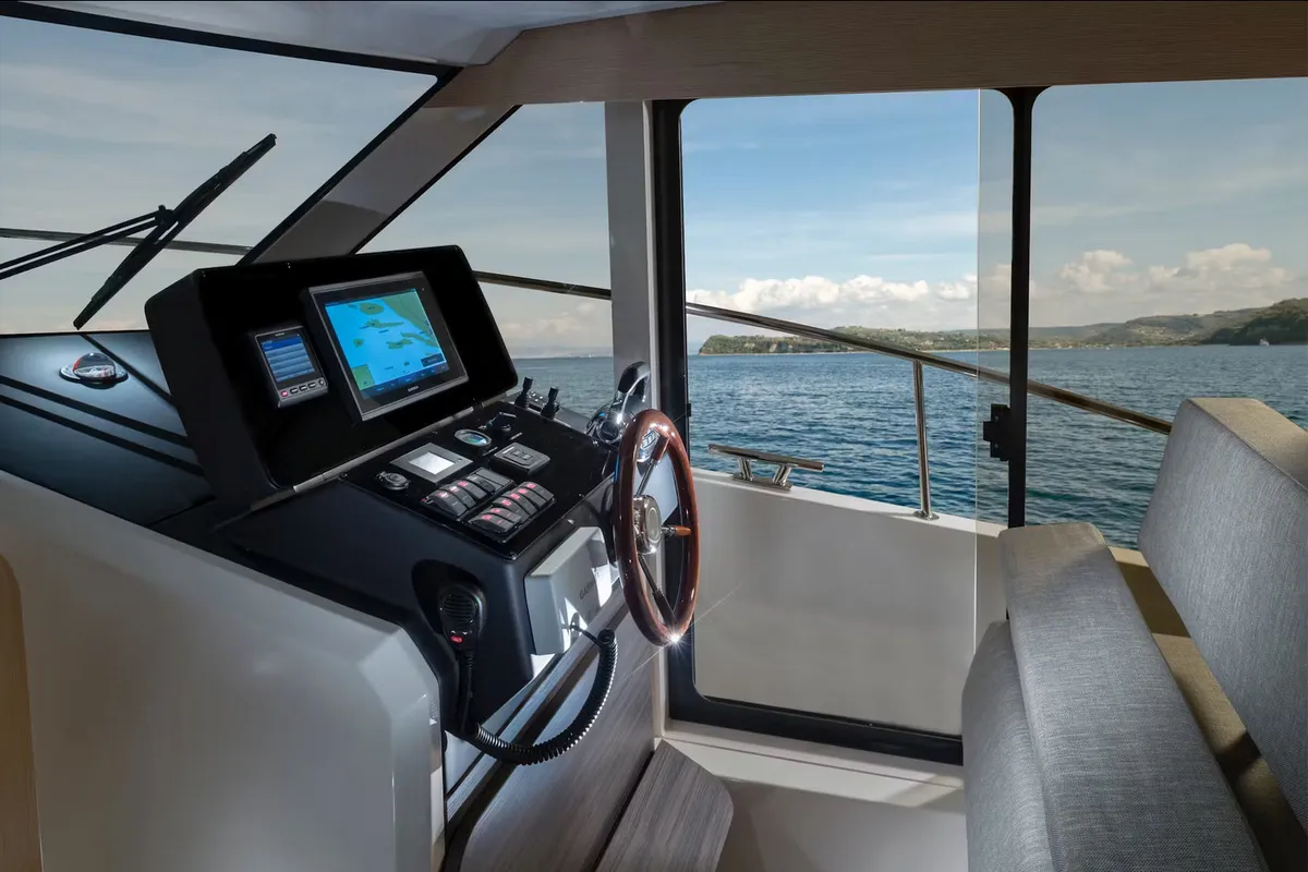 Cockpit of VIVALDI, a Greenline 39 motorboat at Izola / Isola, Slovenia
