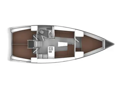 Floor plan of Florentia, a Bavaria Cruiser 37 sailboat at Pteleos, Greece