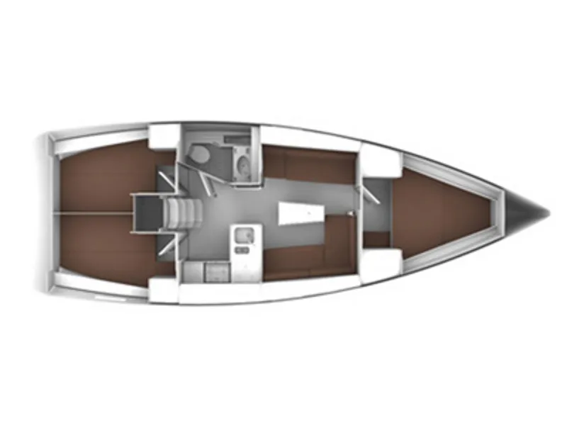 Floor plan of Florentia, a Bavaria Cruiser 37 sailboat at Pteleos, Greece