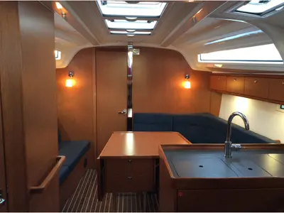 Galley of Florentia, a Bavaria Cruiser 37 sailboat at Pteleos, Greece