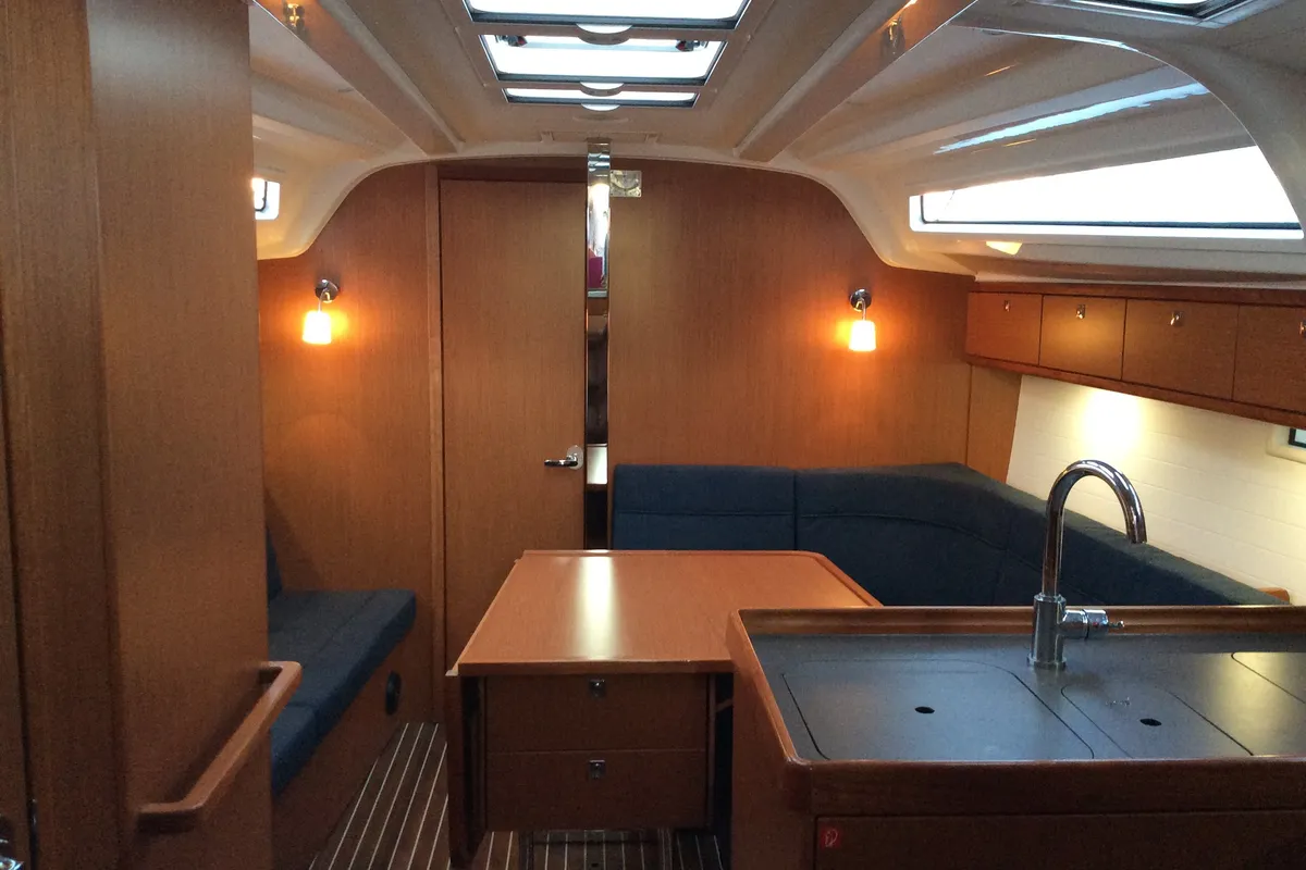 Galley of Florentia, a Bavaria Cruiser 37 sailboat at Pteleos, Greece