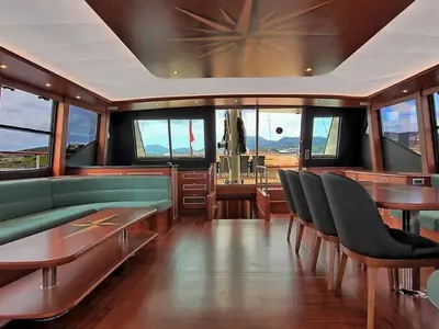Salon of Dragon Fly, a Gulet Custom built 183 motor yacht at Bodrum, Turkey