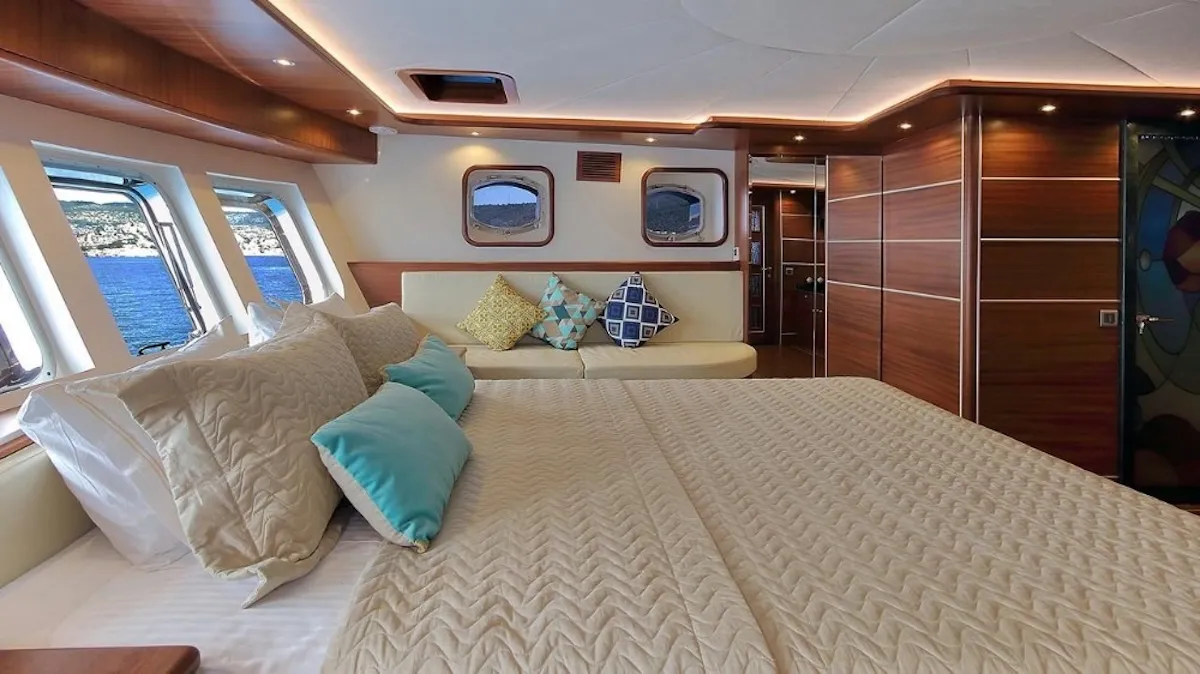 Cabin on Dragon Fly, a Gulet Custom built 183 motor yacht at Bodrum, Turkey