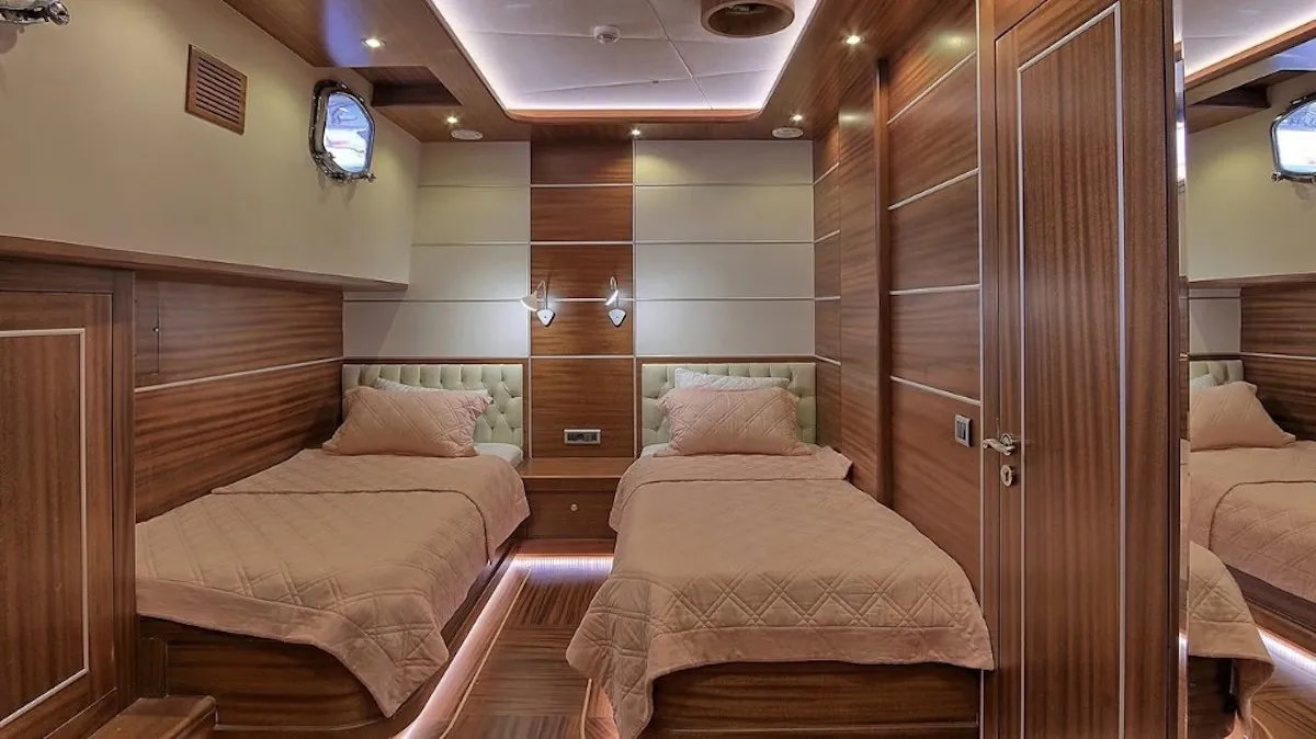 Cabin on Dragon Fly, a Gulet Custom built 183 motor yacht at Bodrum, Turkey