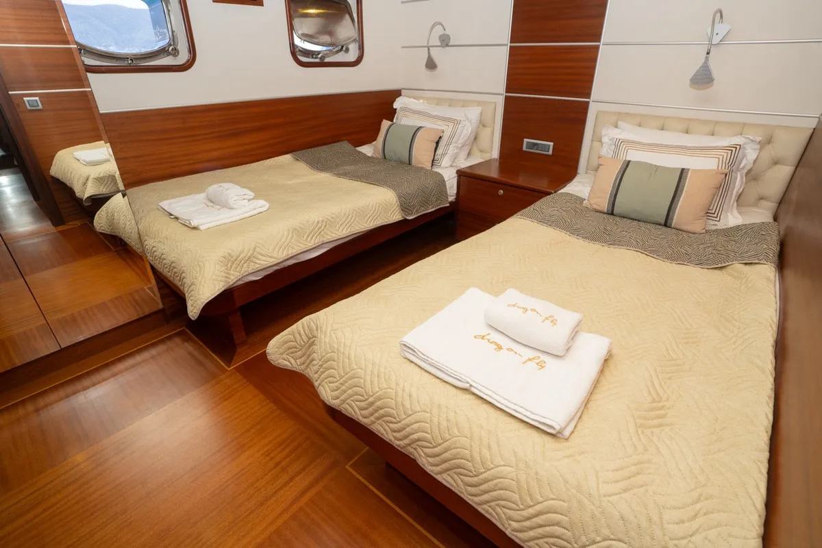 Cabin on Dragon Fly, a Gulet Custom built 183 motor yacht at Bodrum, Turkey