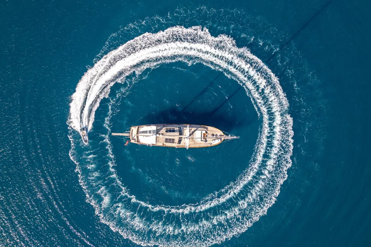 Exterior view of Dragon Fly, a Gulet Custom built 183 motor yacht at Bodrum, Turkey