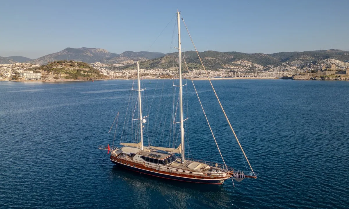 Exterior view of Dragon Fly, a Gulet Custom built 183 motor yacht at Bodrum, Turkey
