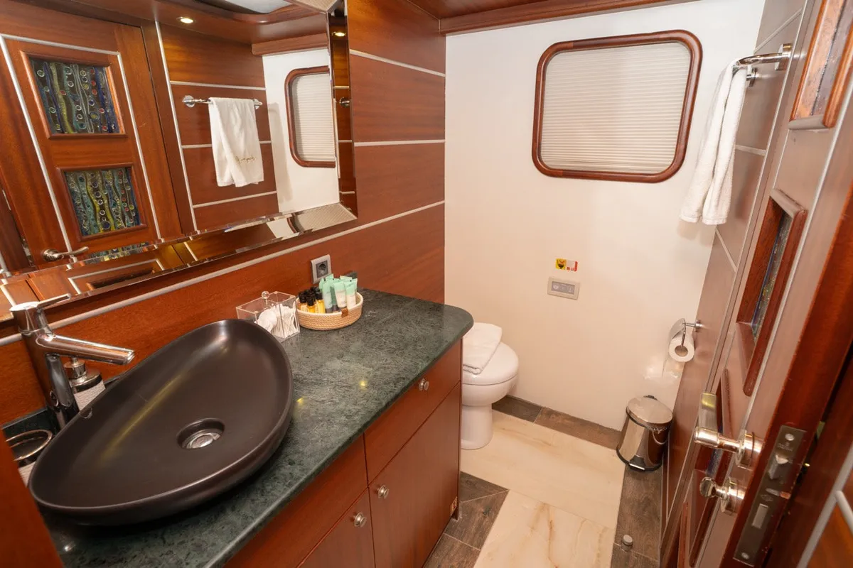 Head on Dragon Fly, a Gulet Custom built 183 motor yacht at Bodrum, Turkey