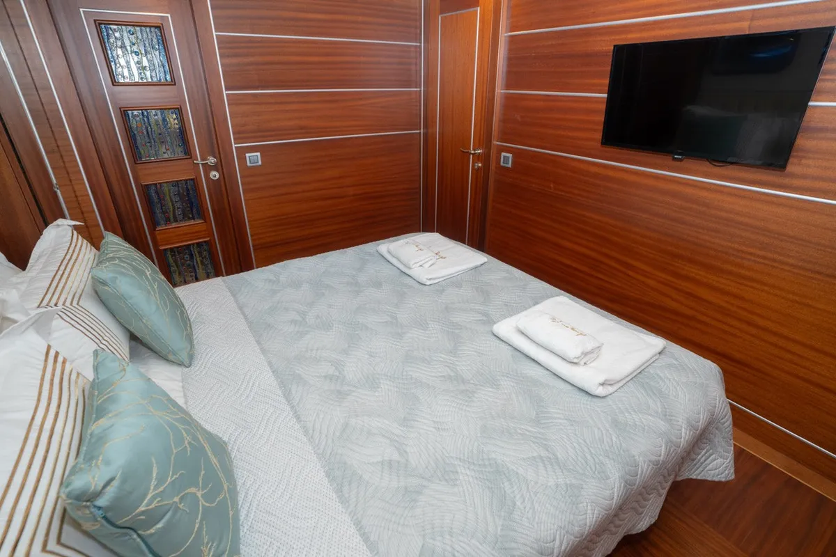 Cabin on Dragon Fly, a Gulet Custom built 183 motor yacht at Bodrum, Turkey