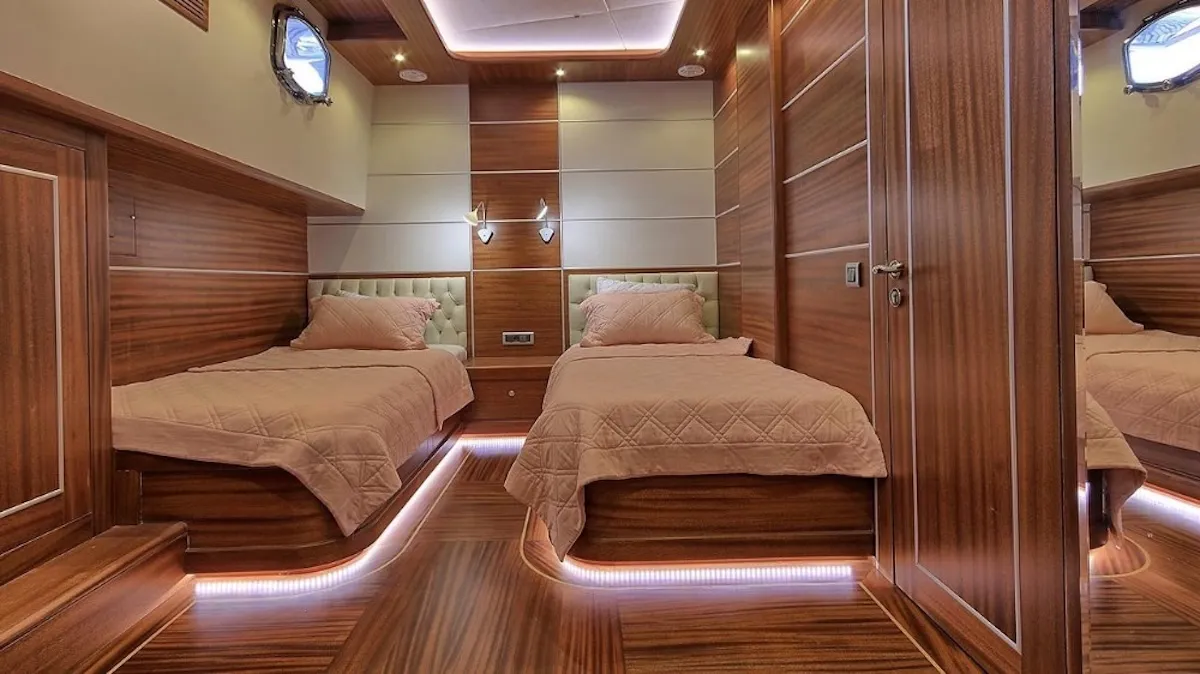 Cabin on Dragon Fly, a Gulet Custom built 183 motor yacht at Bodrum, Turkey