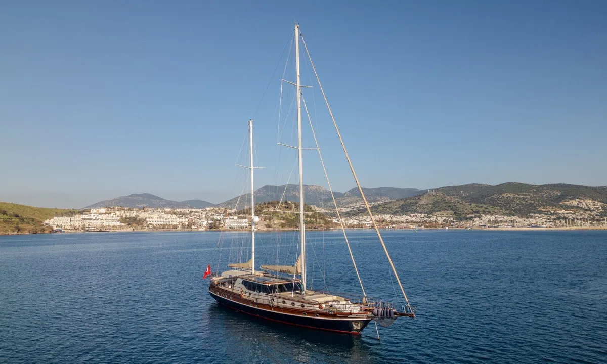 Exterior view of Dragon Fly, a Gulet Custom built 183 motor yacht at Bodrum, Turkey