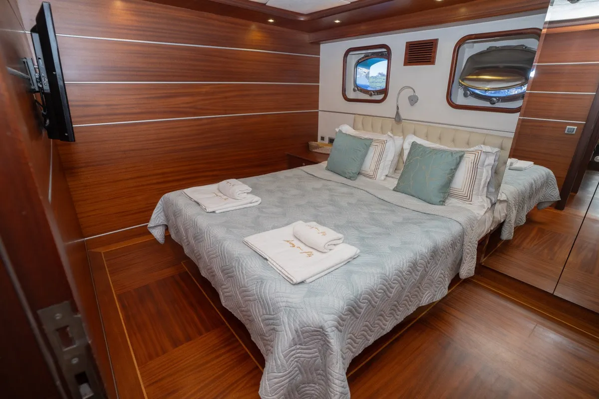 Cabin on Dragon Fly, a Gulet Custom built 183 motor yacht at Bodrum, Turkey