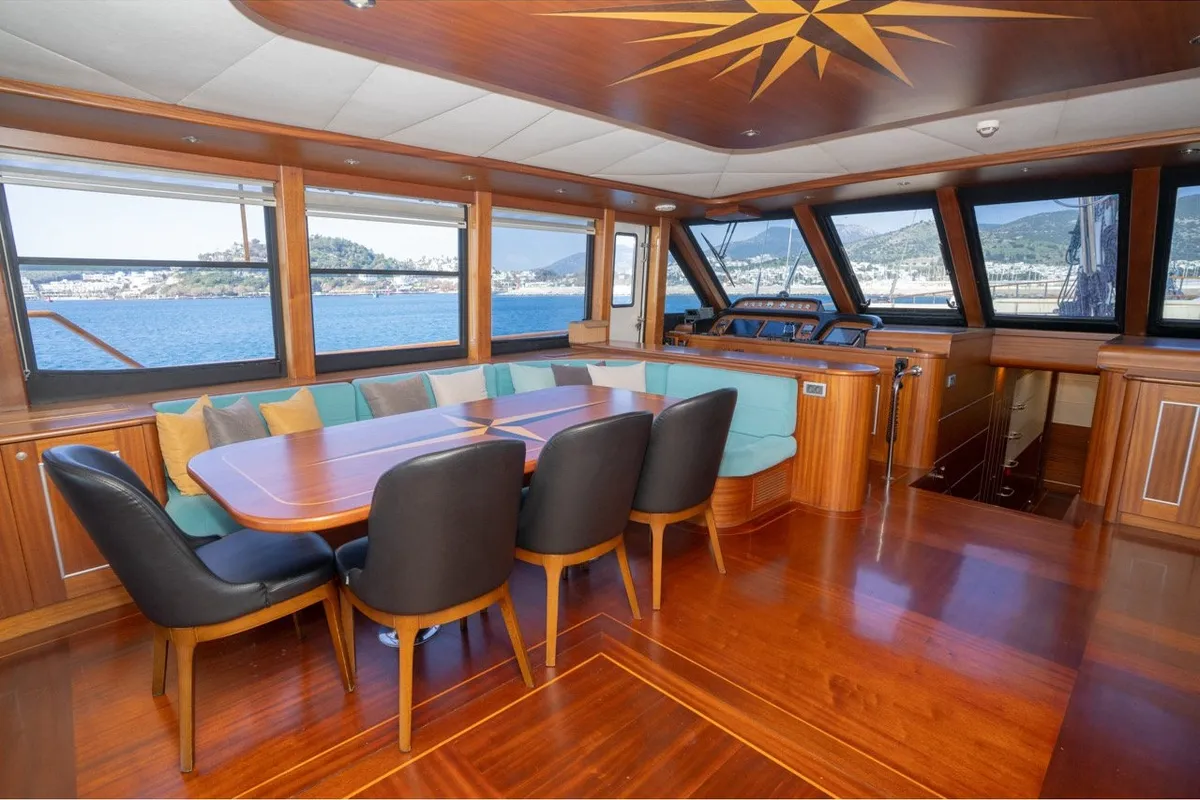 Salon of Dragon Fly, a Gulet Custom built 183 motor yacht at Bodrum, Turkey