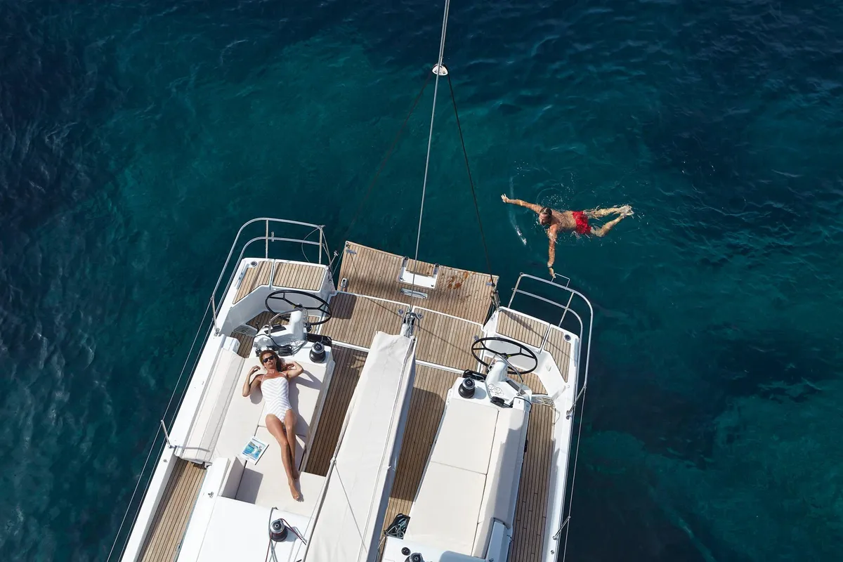 Exterior view of Nonna, a Jeanneau Sun Odyssey 490 sailboat at Šibenik, Croatia