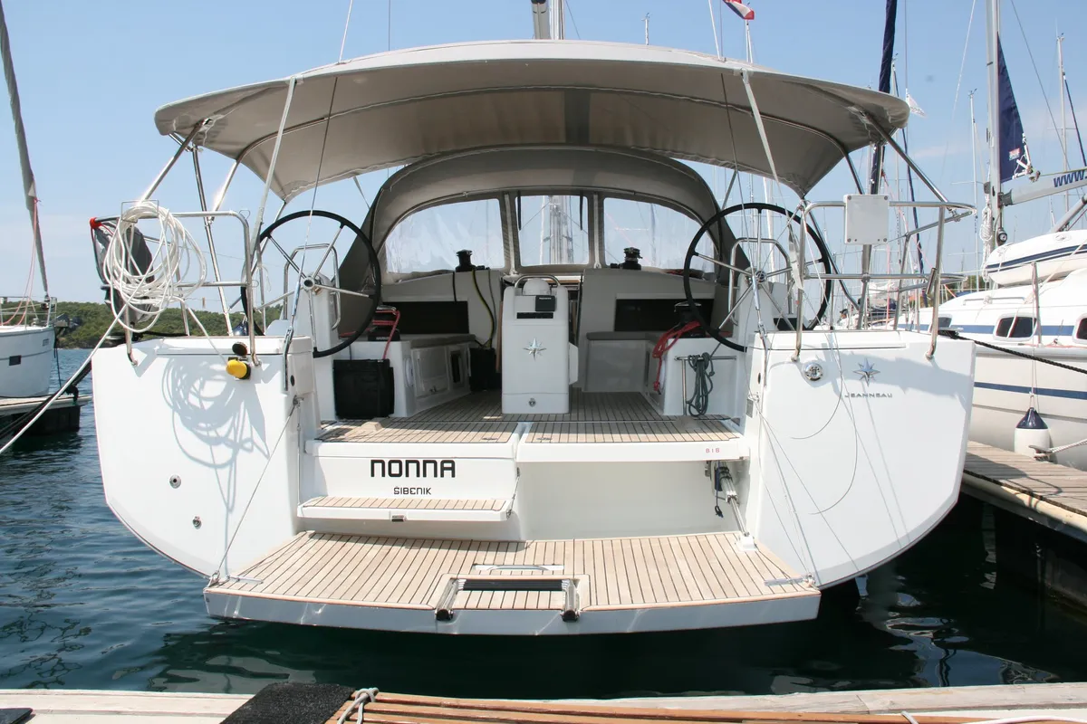Exterior view of Nonna, a Jeanneau Sun Odyssey 490 sailboat at Šibenik, Croatia