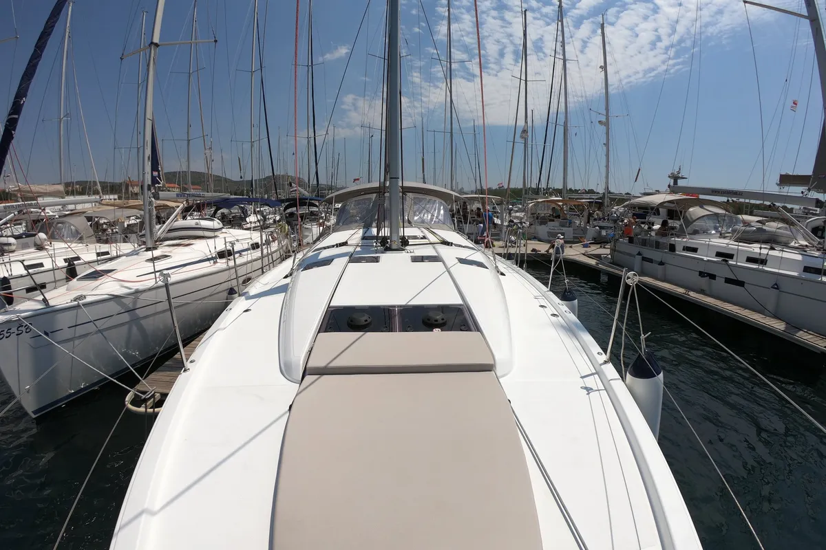 Deck of Nonna, a Jeanneau Sun Odyssey 490 sailboat at Šibenik, Croatia