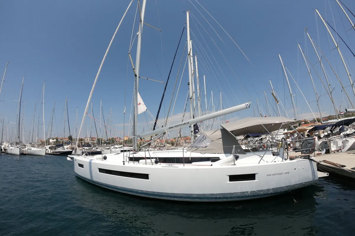Exterior view of Nonna, a Jeanneau Sun Odyssey 490 sailboat at Šibenik, Croatia