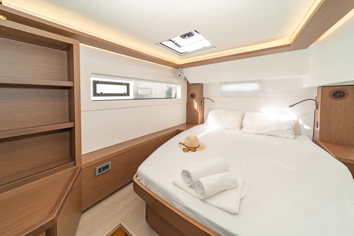 Cabin on One Thought, a Lagoon 46 catamaran at Lefkada, Greece