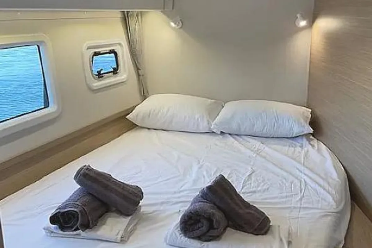 Cabin on Bob, a Lagoon 42 catamaran at Athens, Greece
