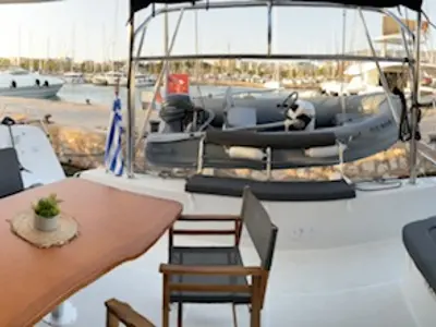 Deck of Bob, a Lagoon 42 catamaran at Athens, Greece