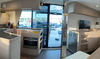 Galley of Bob, a Lagoon 42 catamaran at Athens, Greece