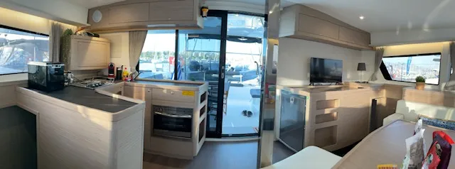 Galley of Bob, a Lagoon 42 catamaran at Athens, Greece