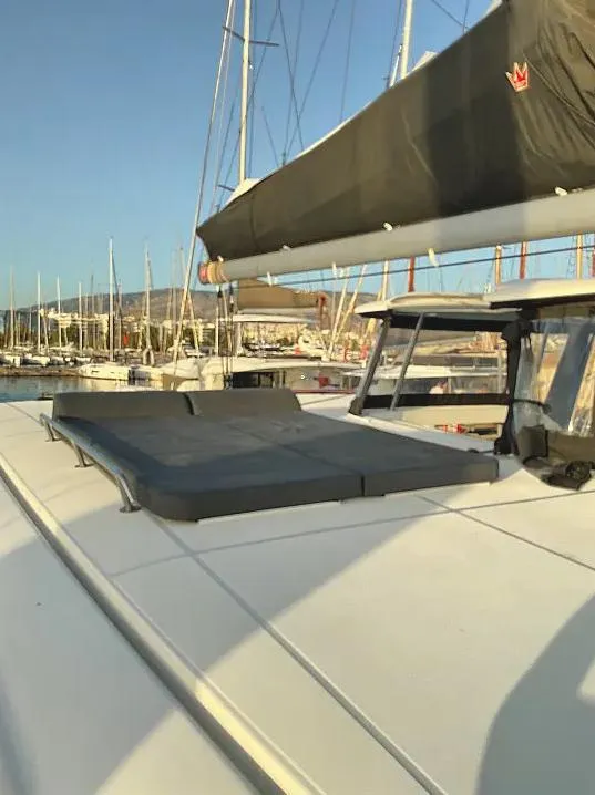 Deck of Bob, a Lagoon 42 catamaran at Athens, Greece