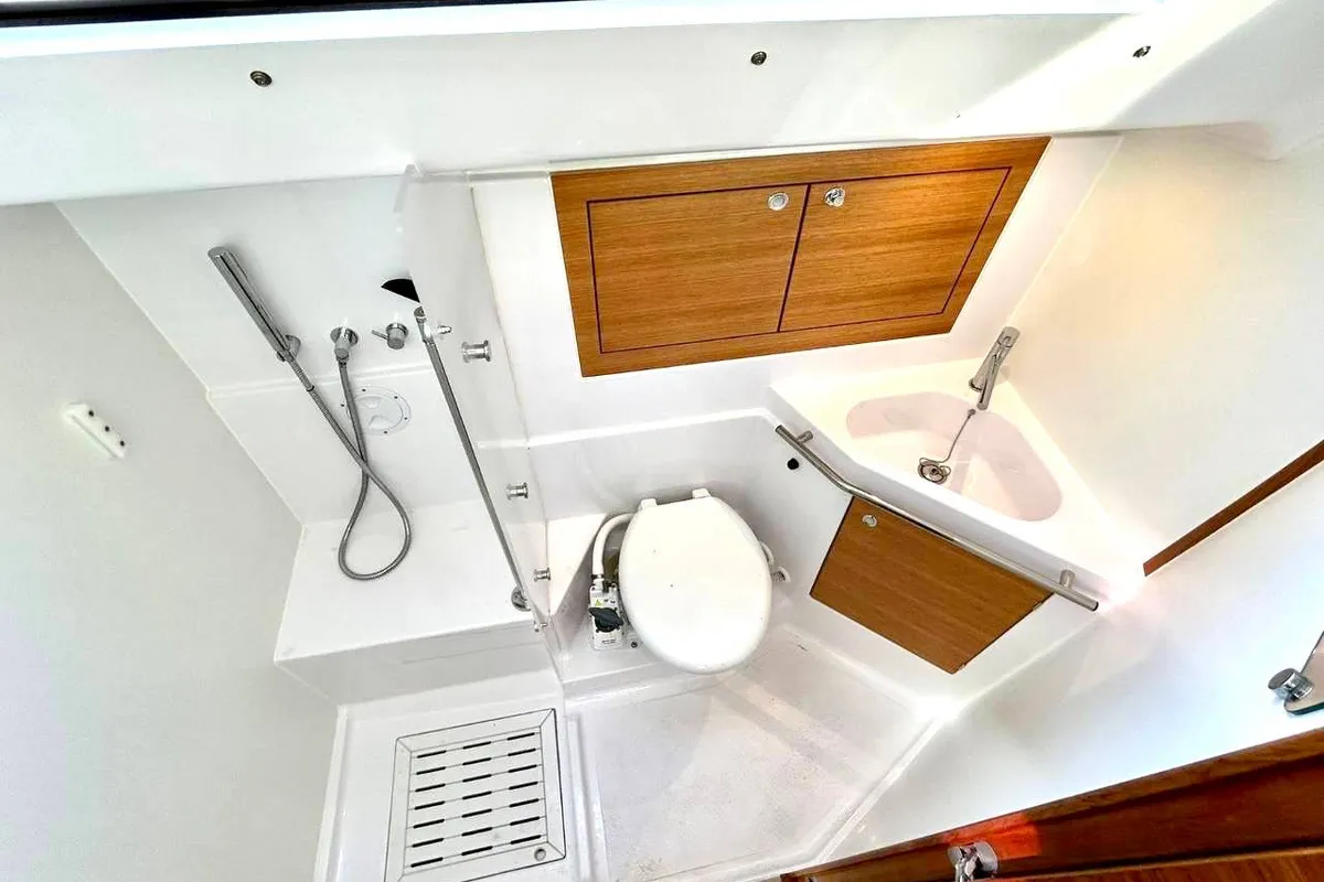 Galley of Aetna, a Elan Impression 45.1 sailboat at Capo d'Orlando, Italy