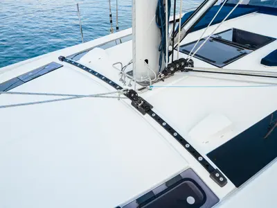 Deck of Beneteau Oceanis 51.1, a sailboat at Tonnarella, Italy