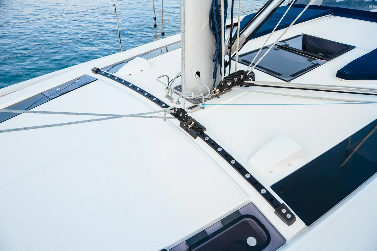Deck of Beneteau Oceanis 51.1, a sailboat at Tonnarella, Italy