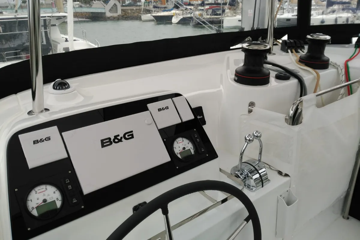 Cockpit of Affligem, a Lagoon 42 catamaran at Alameda, United States