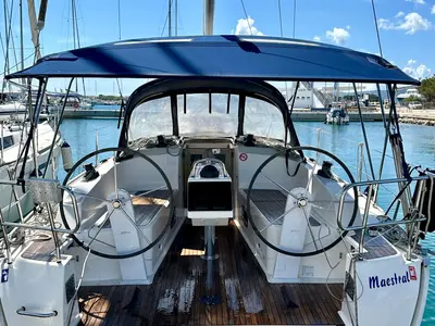 Cockpit of Maestral, a Bavaria Cruiser 37 sailboat at Općina Pakoštane, Croatia