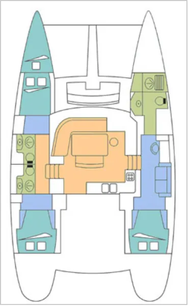 Floor plan of Capricorn B, a Lagoon 440 catamaran at Marmaris, Turkey