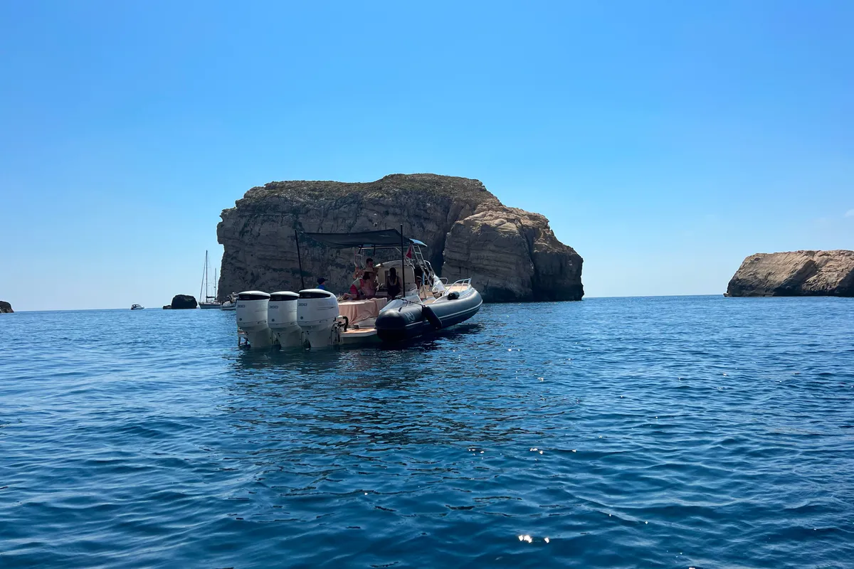 Exterior view of Ethan Jo, a Nuova Jolly Prince 38 Sport Cabin motorboat at Msida, Malta