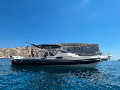 Exterior view of Ethan Jo, a Nuova Jolly Prince 38 Sport Cabin motorboat at Msida, Malta