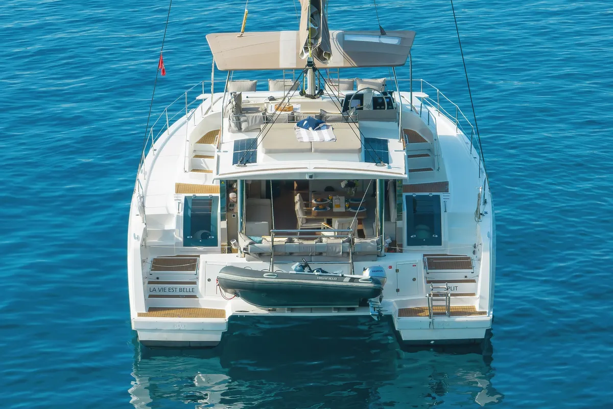 Exterior view of La Vie Est Belle, a Bali 4.8 catamaran at Seget Donji, Croatia