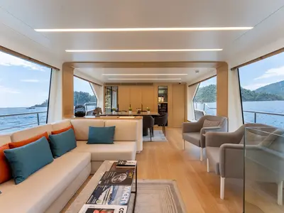 Salon of BEYEFENDI H, a Falcon Yachts Beyefendi H motor yacht at Fethiye, Turkey