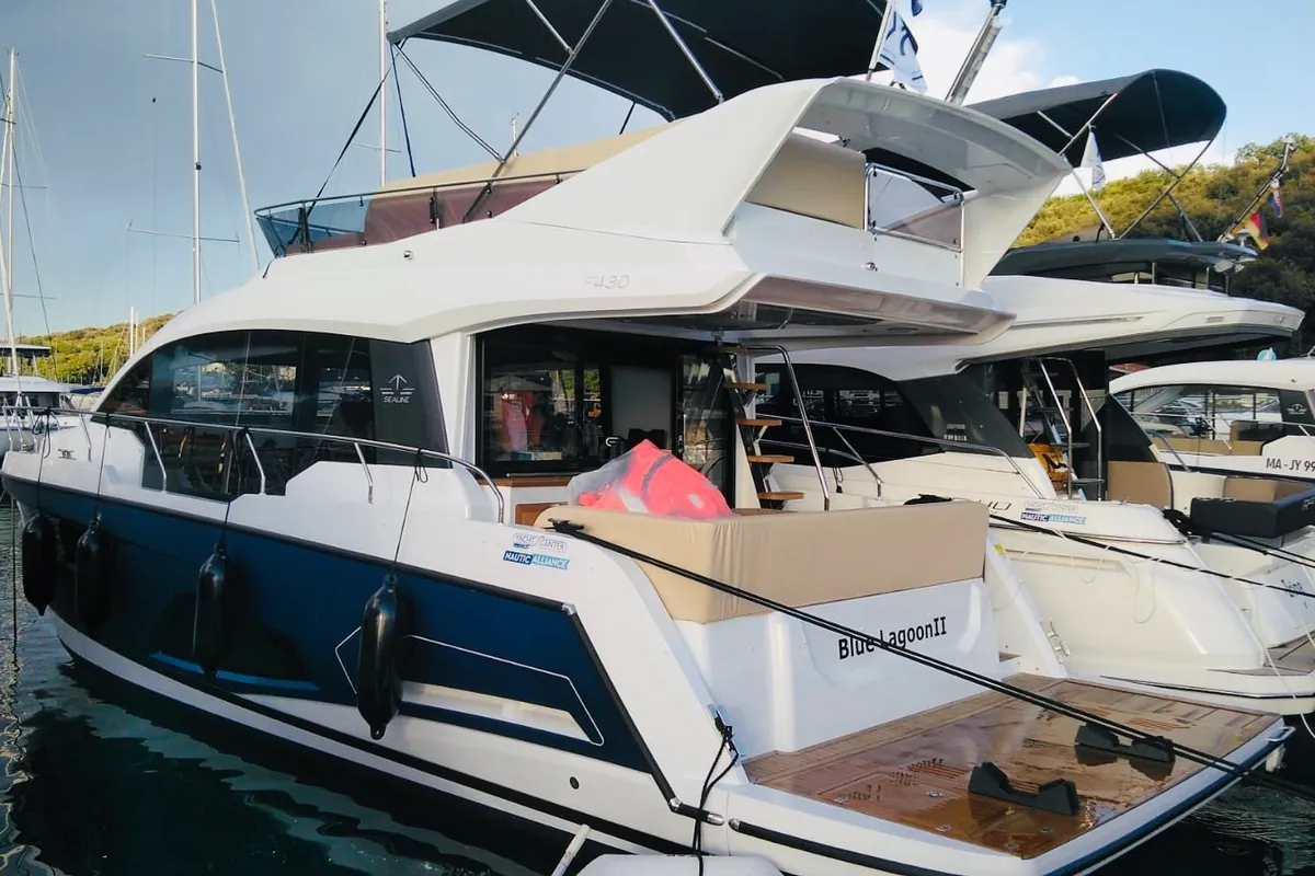 Blue Lagoon II, a Sealine F430 motor yacht at Grad Pula, Croatia