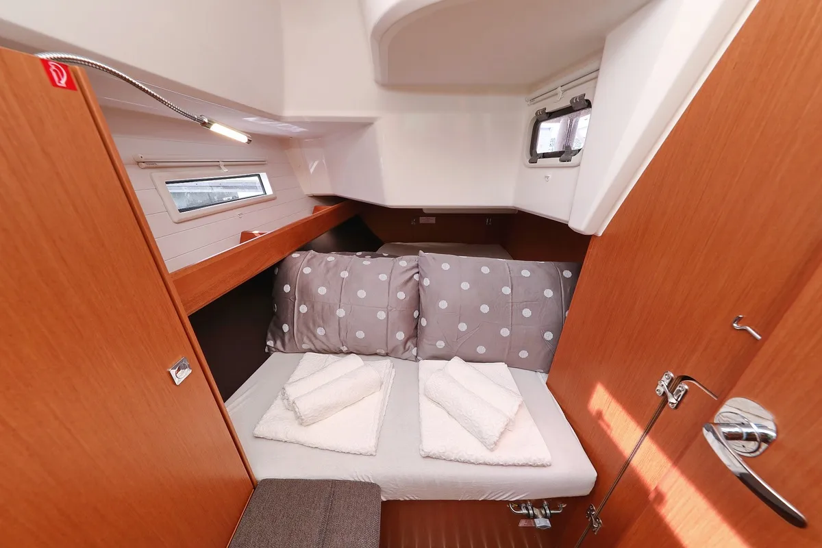 Cabin on aMore, a Bavaria Cruiser 37 sailboat at Pirovac, Croatia