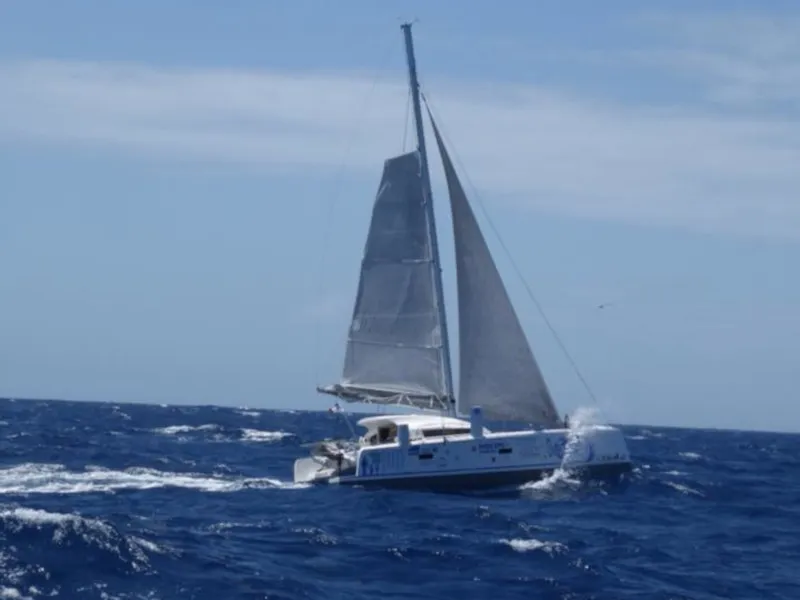 Exterior view of Marsaudon Composites TS 42, a catamaran at Alameda, United States